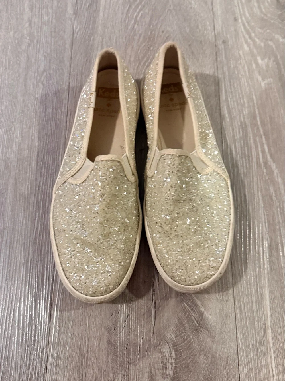 Keds x Kate Spade Double Decker Champagne Glitter Slip On sneakers 🤩